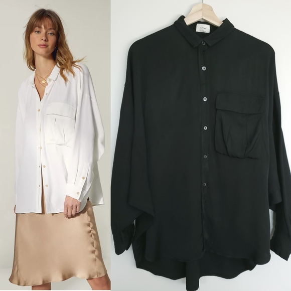 Aritzia Tops - Wilfred Aritzia Kipling Button-Up Long Sleeve Black Oversized Blouse